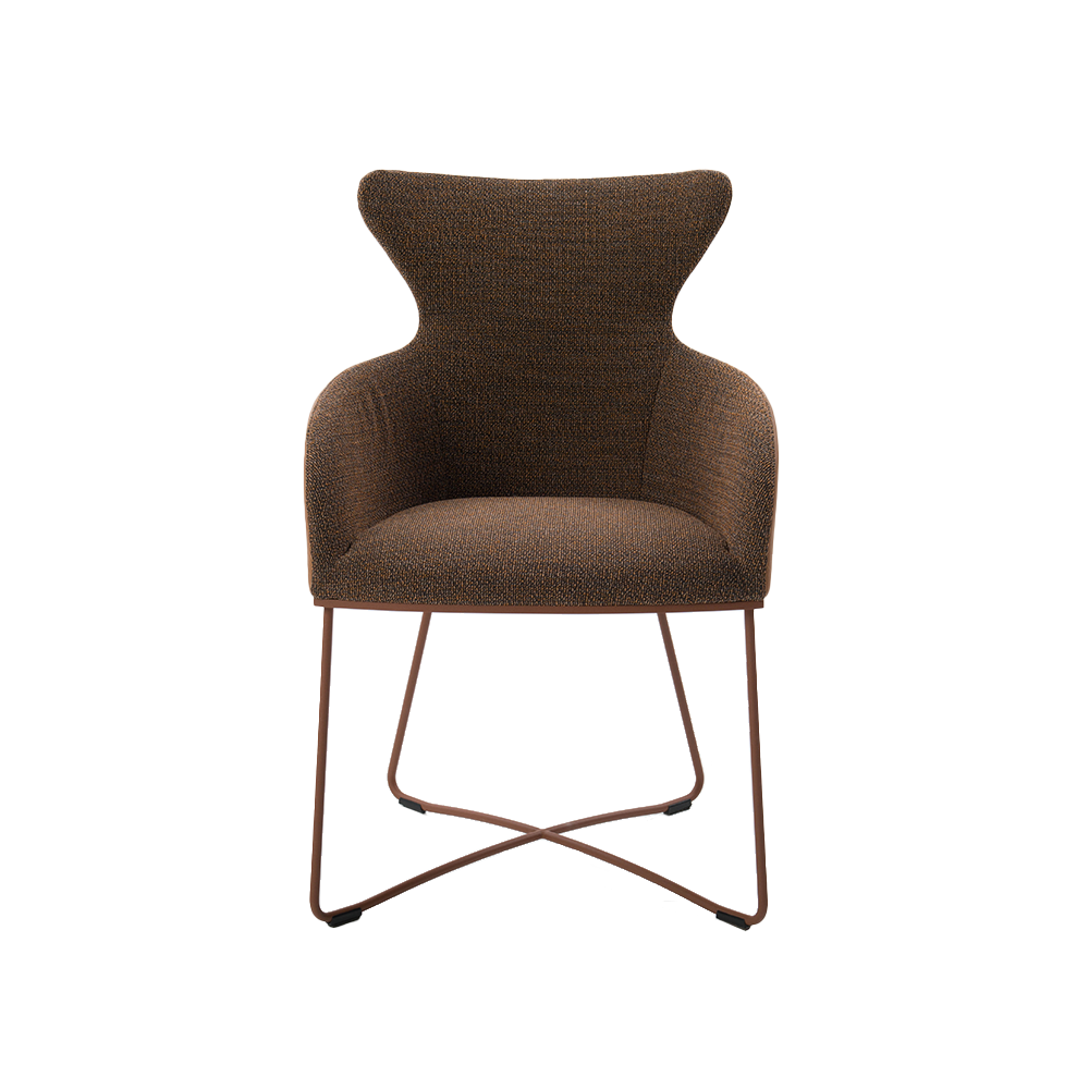 armstoel iuno i21 stof hout bruin roest bertplantagie designstoelen