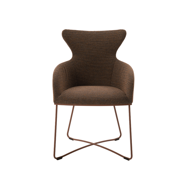 armstoel iuno i21 stof hout bruin roest bertplantagie designstoelen