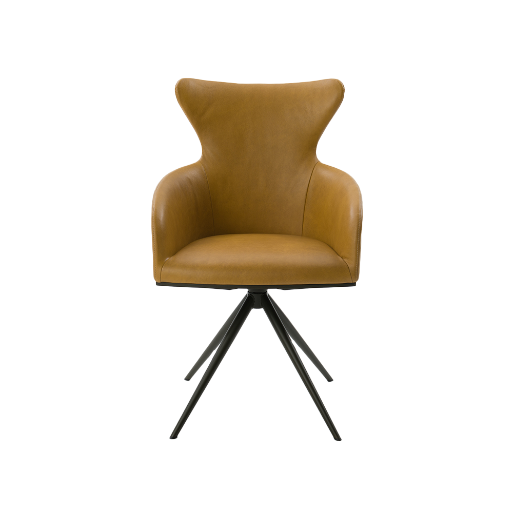 armstoel iuno i23 leer hout cognac bruin bertplantagie designstoelen