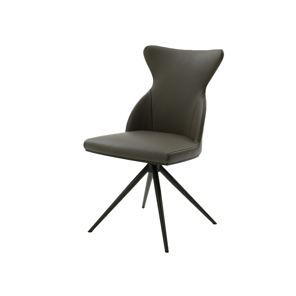 zijaanzicht eetstoel iuno i13 leer hout antraciet grijs bertplantagie designstoelen