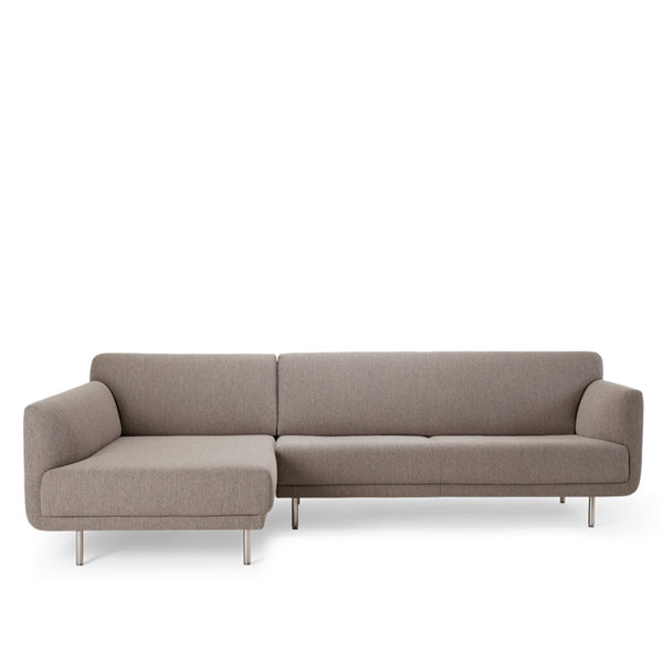 hoekbank rolls met chaise longue in stof beige met rvs poten van het merk ijcoon