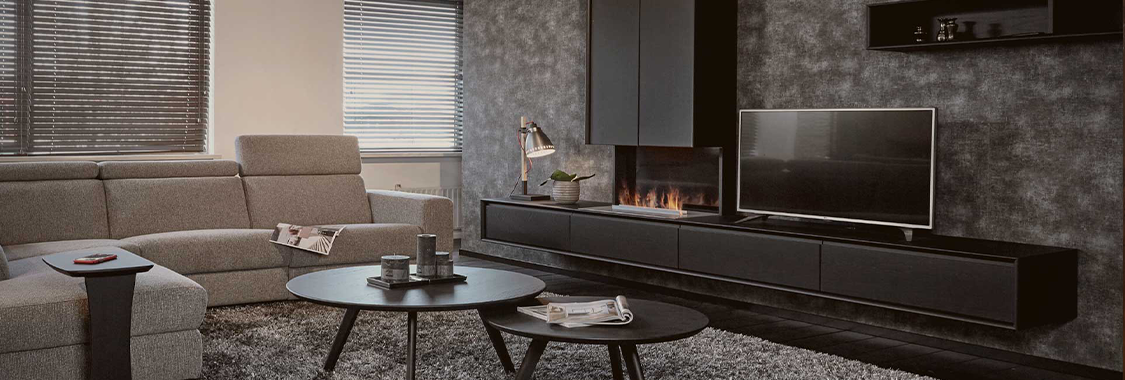 aurora meubelen bks zwart met openhaard modulair kastensysteem