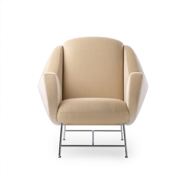 fauteuil anton stof mondo beige met rvs onderstel design leolux