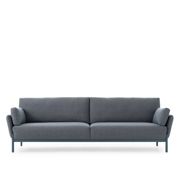 zitbank enna leolux design in stof blauw met ral kleur blauwe poten