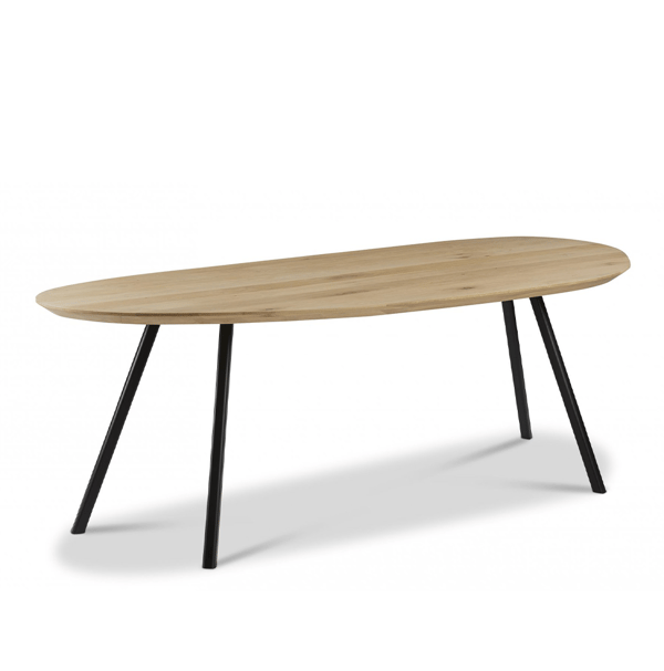 Eettafel spot in eiken naturel met zwarte poot van dyyk designtafels cruquius