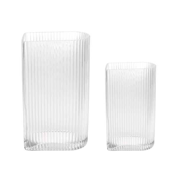 Vazen Geribbeld Helder van glas van het merk HKLiving set van twee