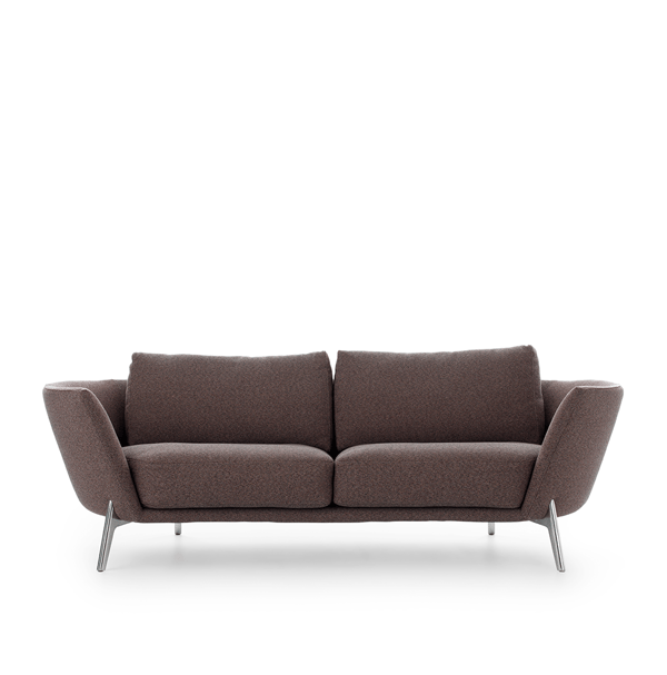 bank rego ronde vormen in stof bruin gemeleerd designbanken leolux