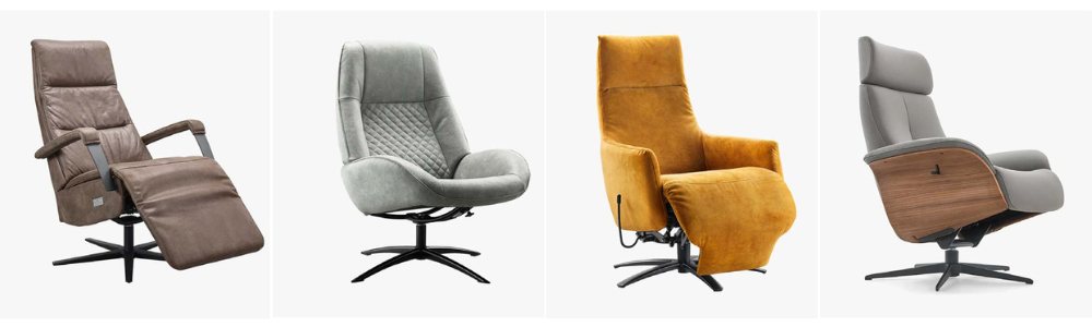 Eigentijdse klassieke (relax) fauteuil oker geel, leer, grijs, stof