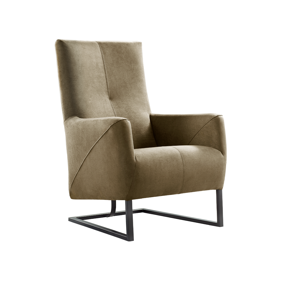 fauteuil hoog milou met draaivoet leder vintage taupe