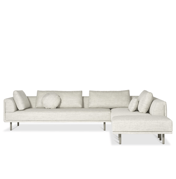 hoekbank Dura Lounge chaise longue van EYYE mineral met ivy kleur poten