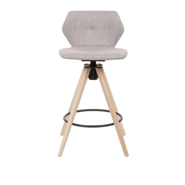 barkruk mood #91 in stof grijs met houten poot zachte kussen mobitec