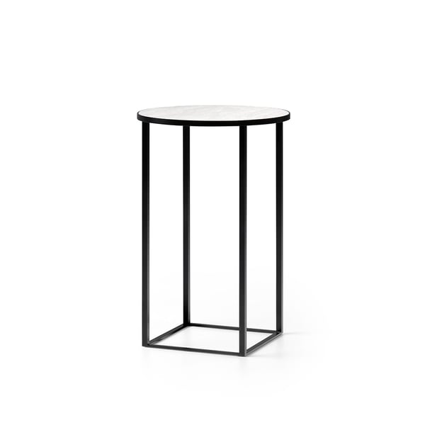 bijzettafel prismo recht rond blad in keramiek met zwarte frame design leolux