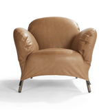 bobo fauteuil leder cognac van labelvandenberg met zwart grijze vaste poten