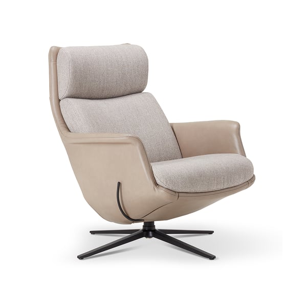 draaifauteuil Vera Bold Low Lounge duostoffering beige leder stof
