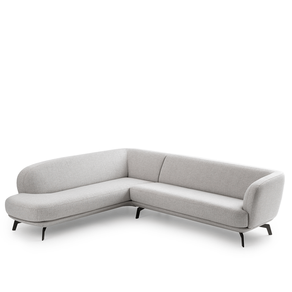 hoekbank flint designbanken leolux in stof grijs met zwarte poot inspiratie