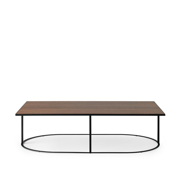 salontafel prismo recht in eiken met zwarte frame design leolux