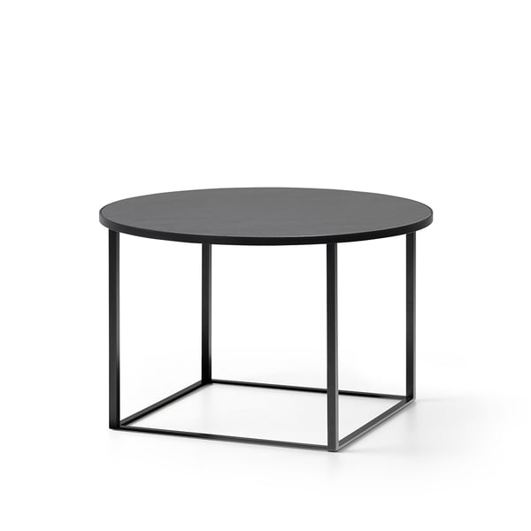 salontafel prismo recht in eiken zwart rond met zwarte frame design leolux