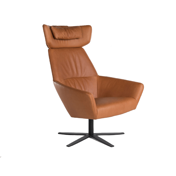 draaifauteuil zyba high deruijtermeubel leder camel bruin cruquius