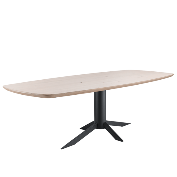 eettafel dutchz 1403 met zwarte kruispoten rustiek eiken blad