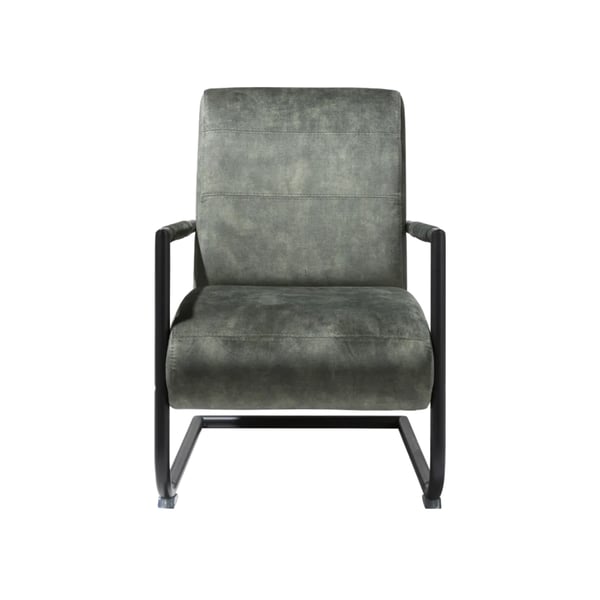 fauteuil angelica leder groen met zwarte frame