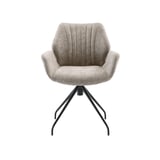 masanta armstoel van inhouse in taupe met zwart metalen kruispoten