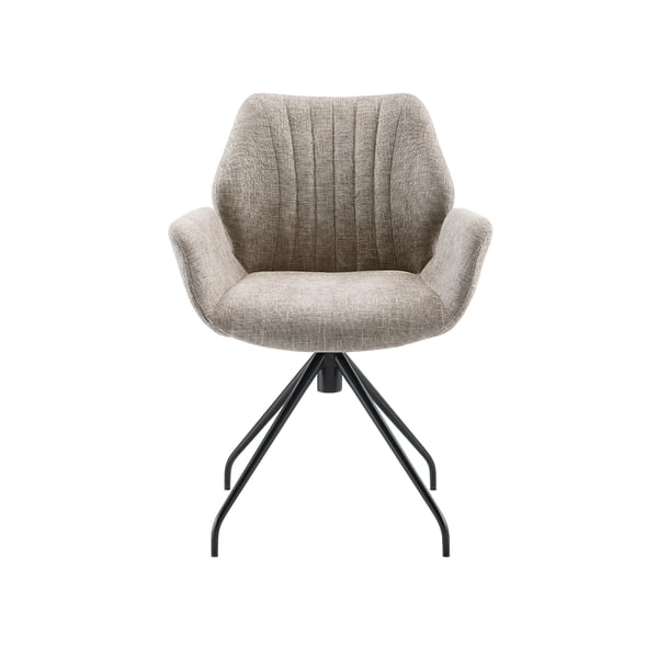 masanta armstoel van inhouse in taupe met zwart metalen kruispoten