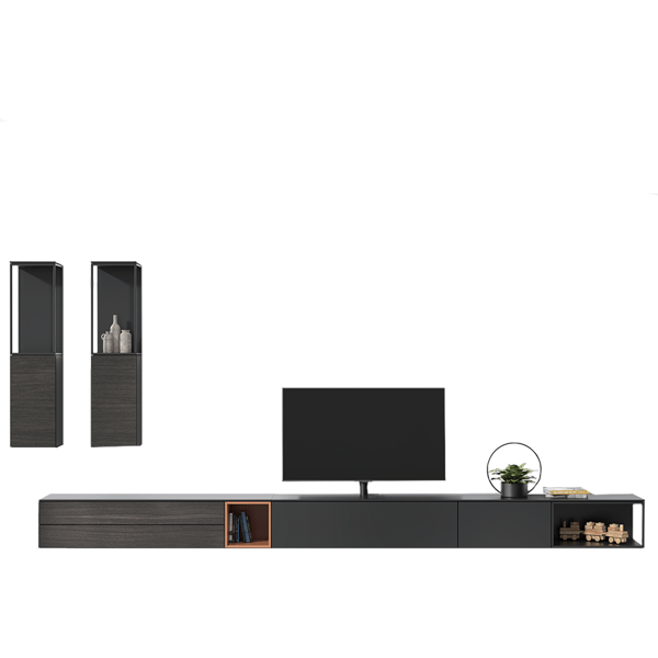 tv meubel cas zwart hout extra lang saunaco de cruquius