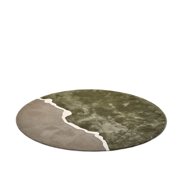 Karpet Eye Candy van Loop Carpet S-310 + S-140 + C-190 rond vloerkleed met groen moss