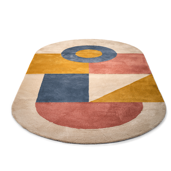 Karpet Fields of Joy loop carpets ovaal kleuren geel blauw roze beige colorfull