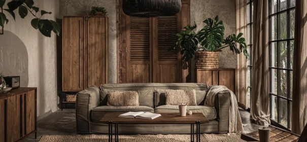 boho stijl bank met salontafel