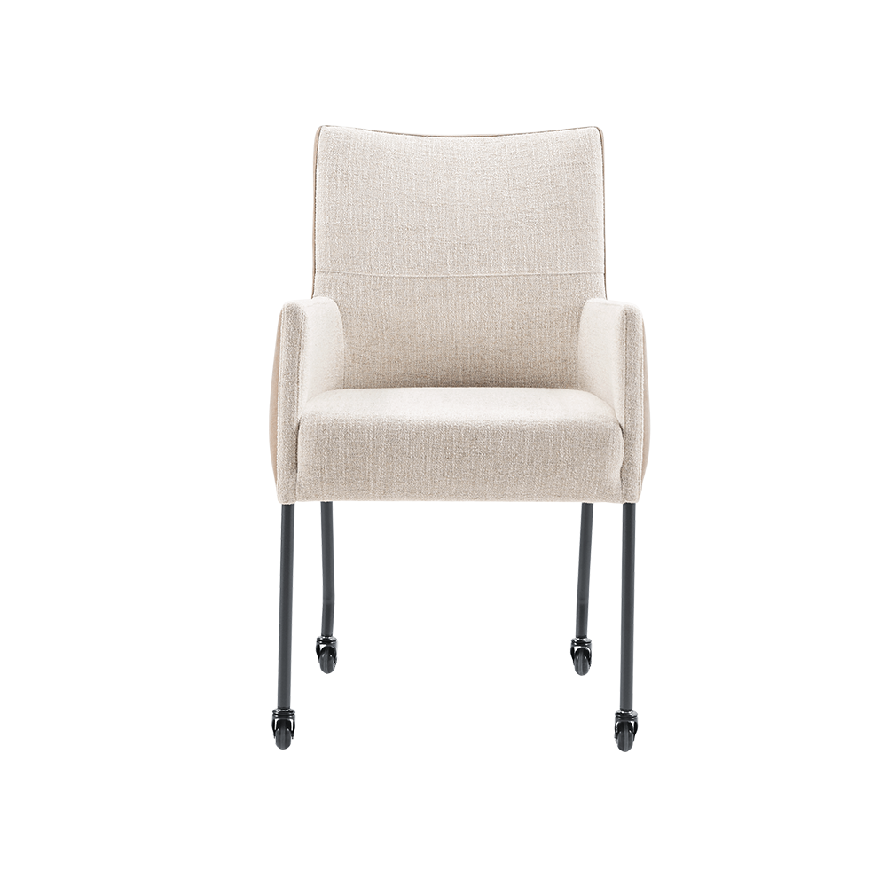 armstoel lanny 53 inhouse cruquius beige moderne stoelen op wielen deruijermeubel