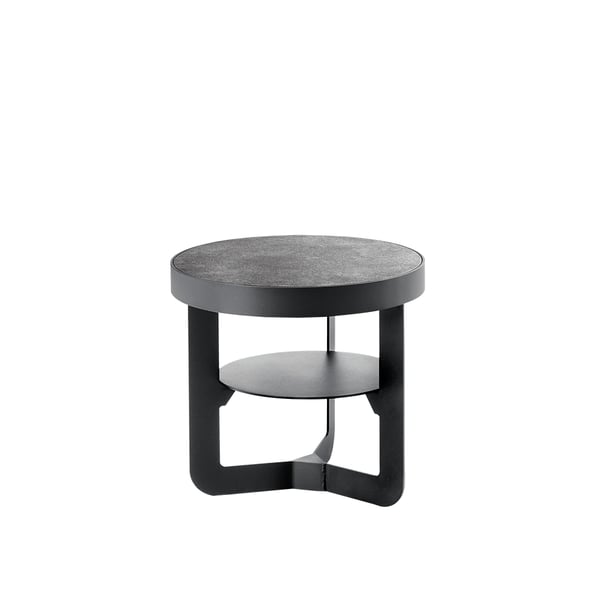 bijzettafel doumari zwart met hpl stone blad van INHOUSE