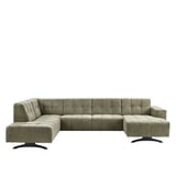 hoekbank jamaria express delivery van INHOUSE stof kleur thyme met zwart metalen poten