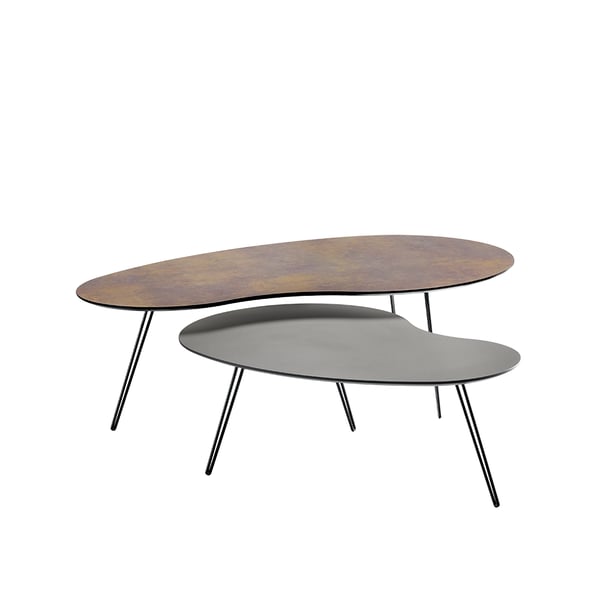 Salontafel Yania van INHOUSE zwart grijs en bruin kunststof HPL met verjongde zwarte bladrand