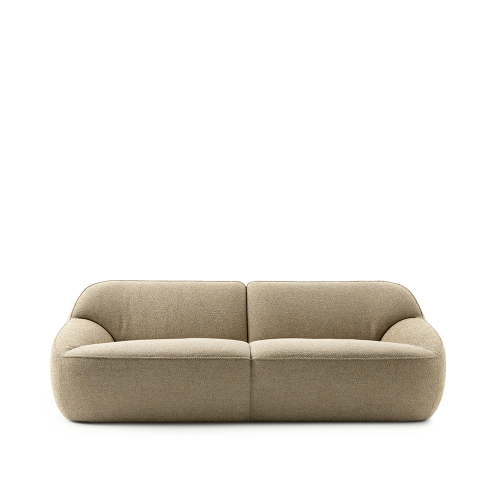 bank nivti pode designbanken in stof beige ronde bank