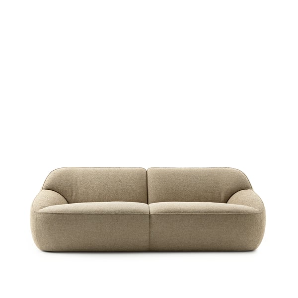 bank nivti pode designbanken in stof beige ronde bank