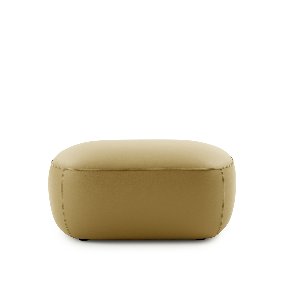 hocker nivti pode designbanken in leder beige ronde poef
