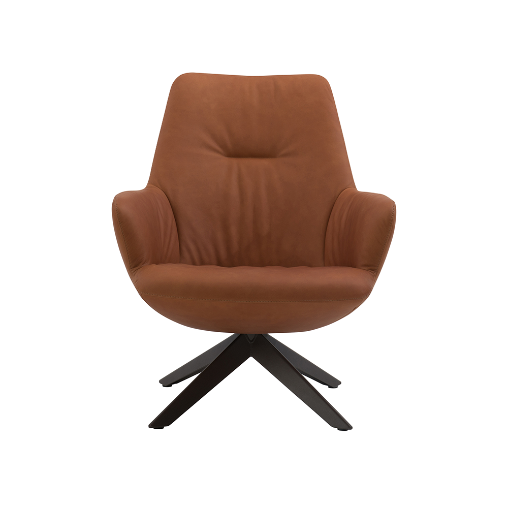 draaifauteuil maple van bert plantagie cognac kleur stof met zwarte 4-poot