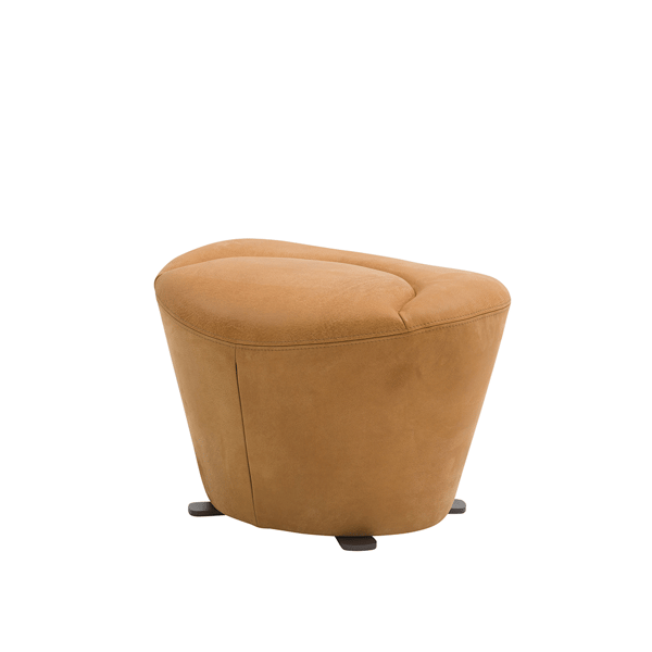 hocker Avia van Bert Plantagie oker geel gestoffeerd met zwarte poten