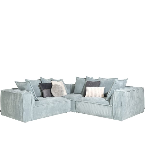 hoekbank Bayonne in ribstof blauw licht cruquius deruijtermeubel
