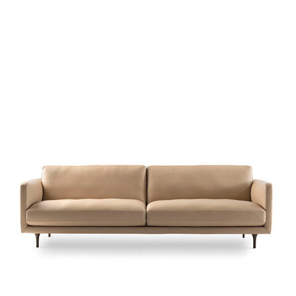 Bank Tweak in leder beige van het merk Pode Cruquius designbanken