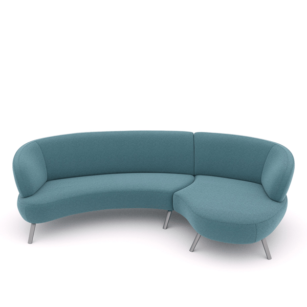 bank bibob blauw in stof met metalen poten uit de ruijter collectie