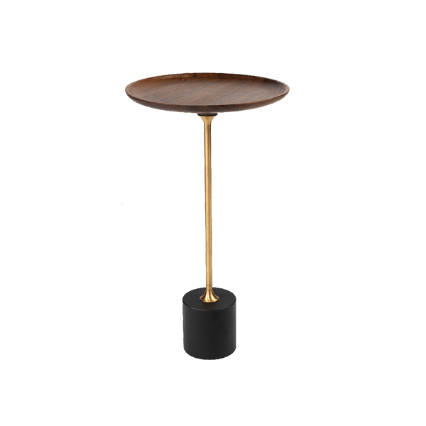 bijzettafel James blad kleur Walnut frame bronskleurig staal deruijtermeubel