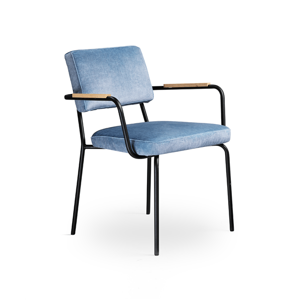 armstoel Luma in stof blauw De Ruijter Collectie Private Label Cruquius