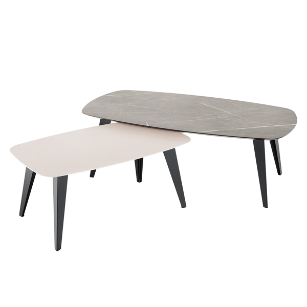 Salontafelset Somani, salontafel, salontafelset, industrieel, zwart, grijs, hpl, metaal
