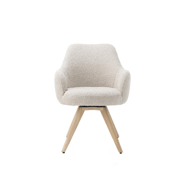 Armstoel Rocco Henders & Hazel creme met eiken poten