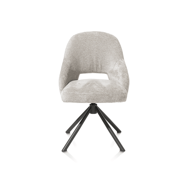 Voorzijde Armstoel Nikolas kiezel wit modern comfort interieur