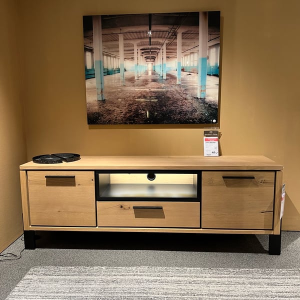 tv meubel, tv meubel altari, eiken, eikenhout, metalen frame