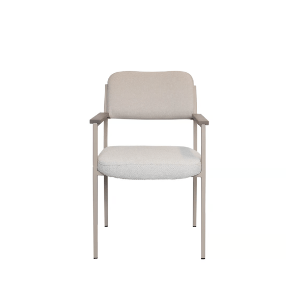 armstoel, armstoel levi, noga design, scandinavisch, duo-stoffering, modern, strak, taupe
