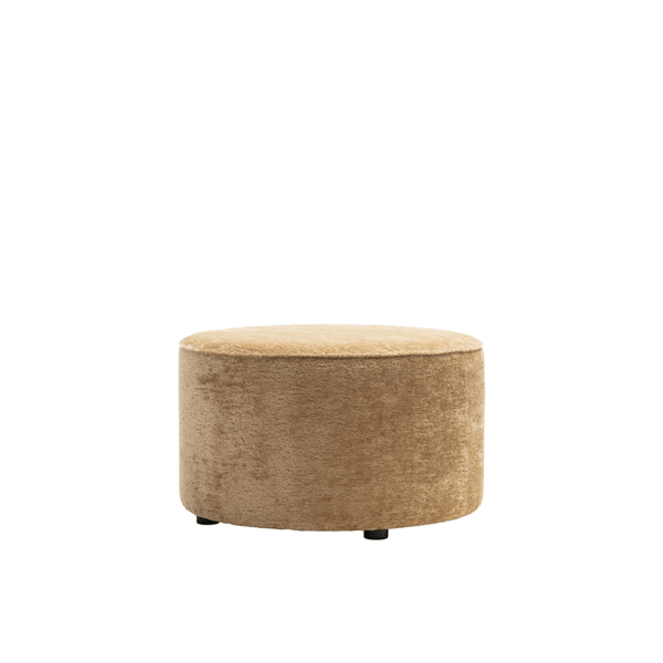 Hocker Roan rond okergeel Henders & Hazel teddy stof
